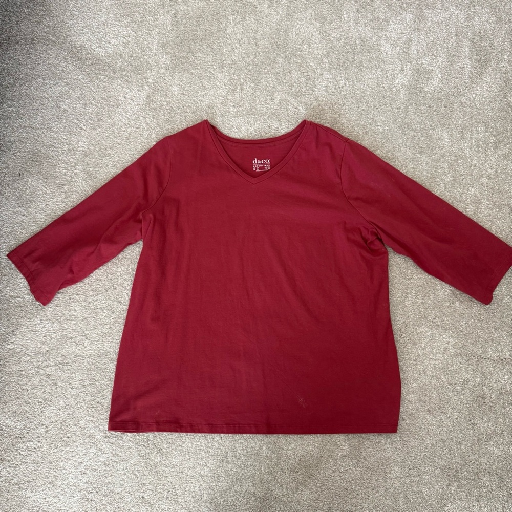 Denim & Co Brick Red Perfect Jersey 3/4 Sleeve Top